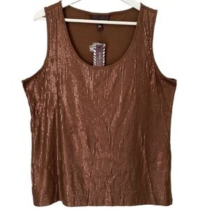 DANA BUCHMAN Sequin Tank Top Scoop Neck Brown Women Size L  NWT